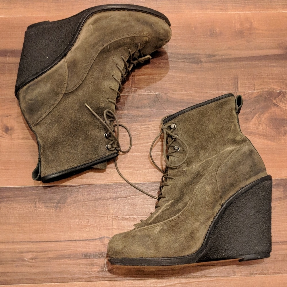Rag & Bone Combat Wedge Bootie in Taupe